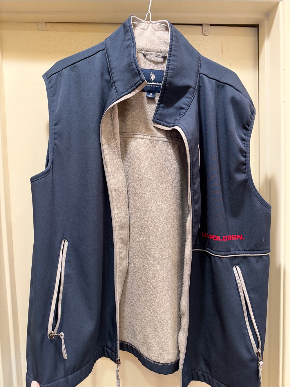 U.S. Polo Assn. Navy Softshell Vest with Cream Lining